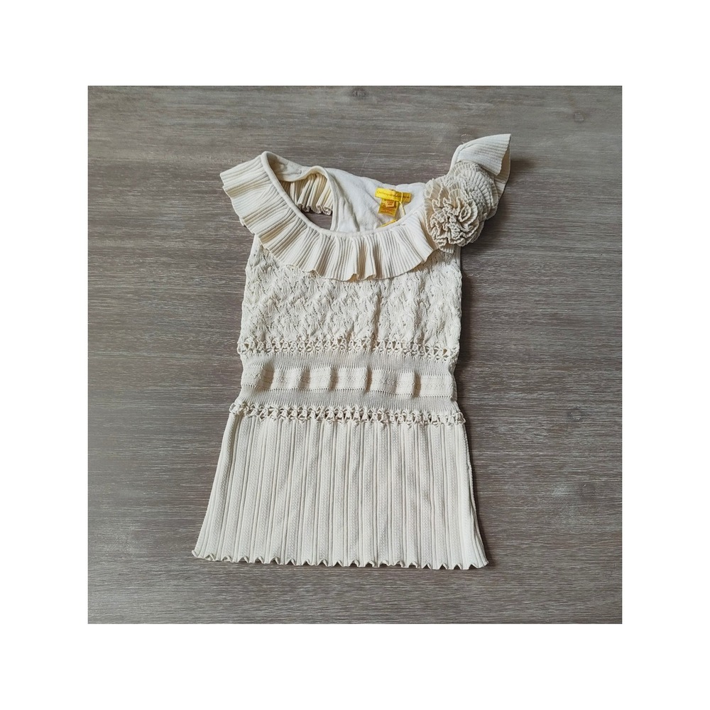 Catherine Malandrino Pointelle Rosette Top Ivory Medium New With Tags